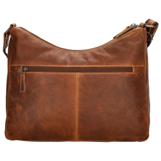 Schultertasche 31x21cm in Braun aus Leder mit Reißverschluss - leder-accessoires.com