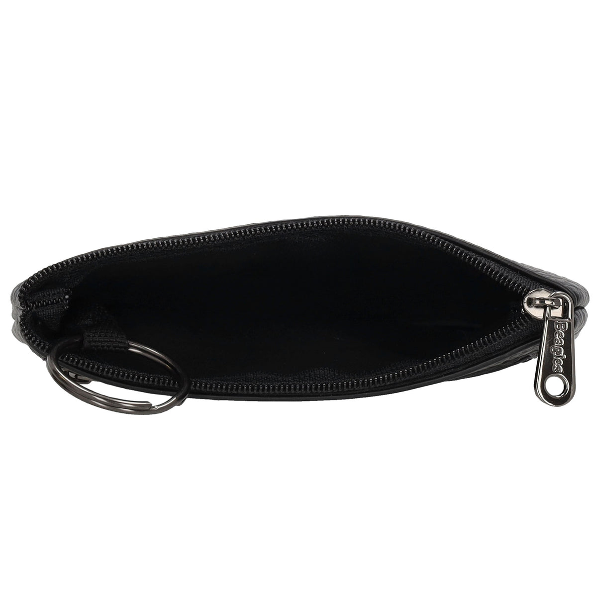 Schlüsseletui 12,5x9cm in Schwarz mit Reißverschluss - leder-accessoires.com