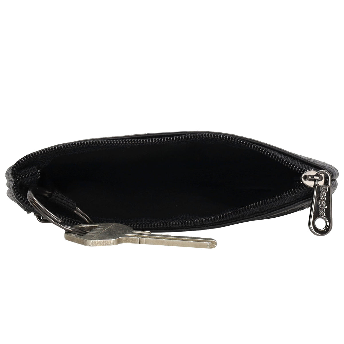 Schlüsseletui 12,5x9cm in Schwarz mit Reißverschluss - leder-accessoires.com