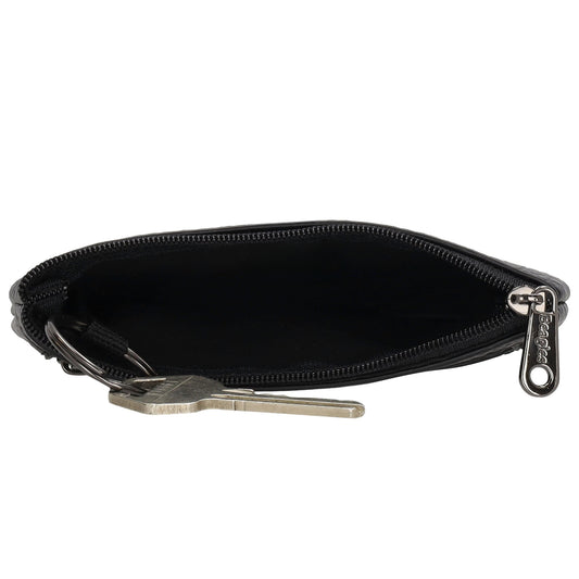 Schlüsseletui 12,5x9cm in Schwarz mit Reißverschluss - leder-accessoires.com