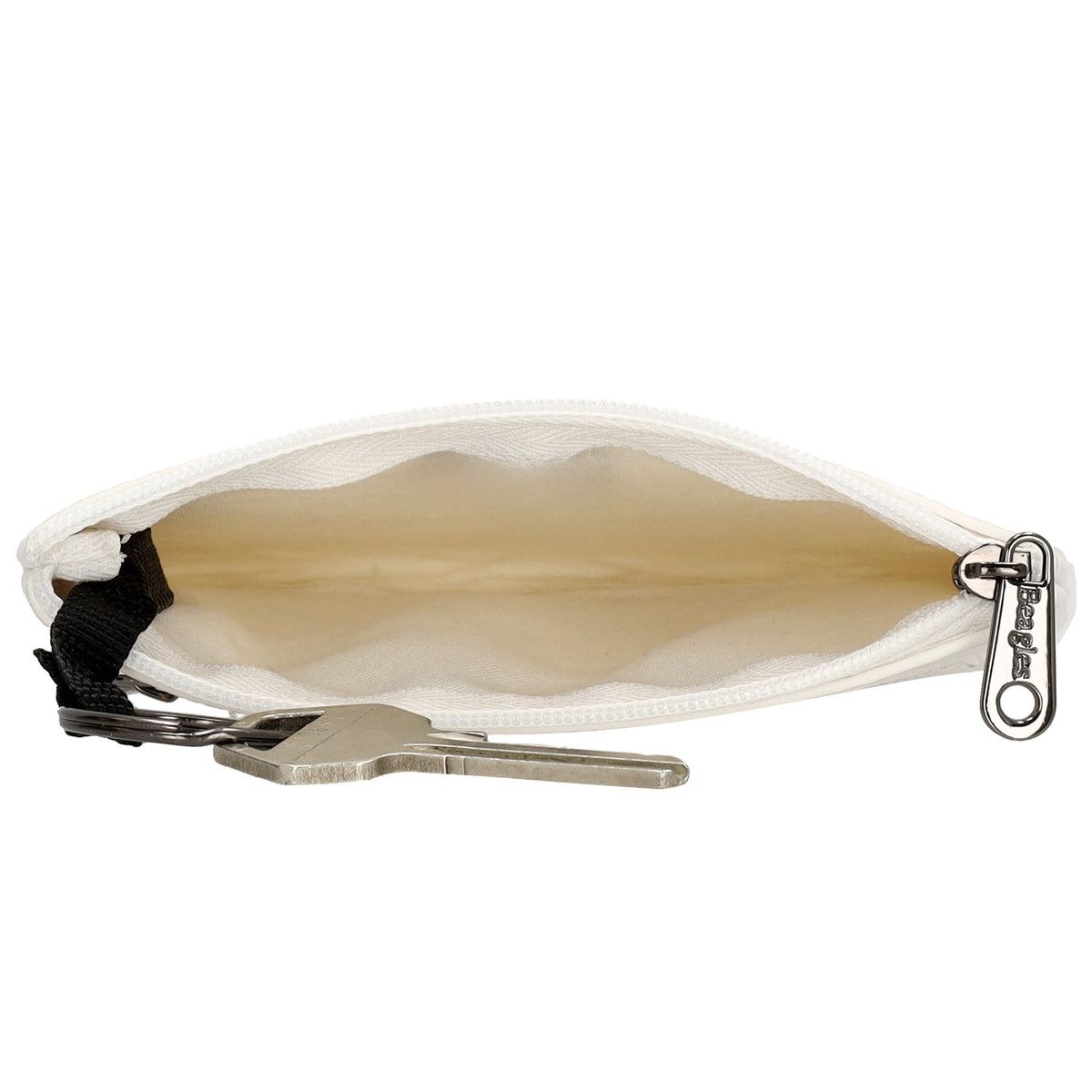 Schlüsseletui 12,5x9cm in Weiß mit Reißverschluss - leder-accessoires.com