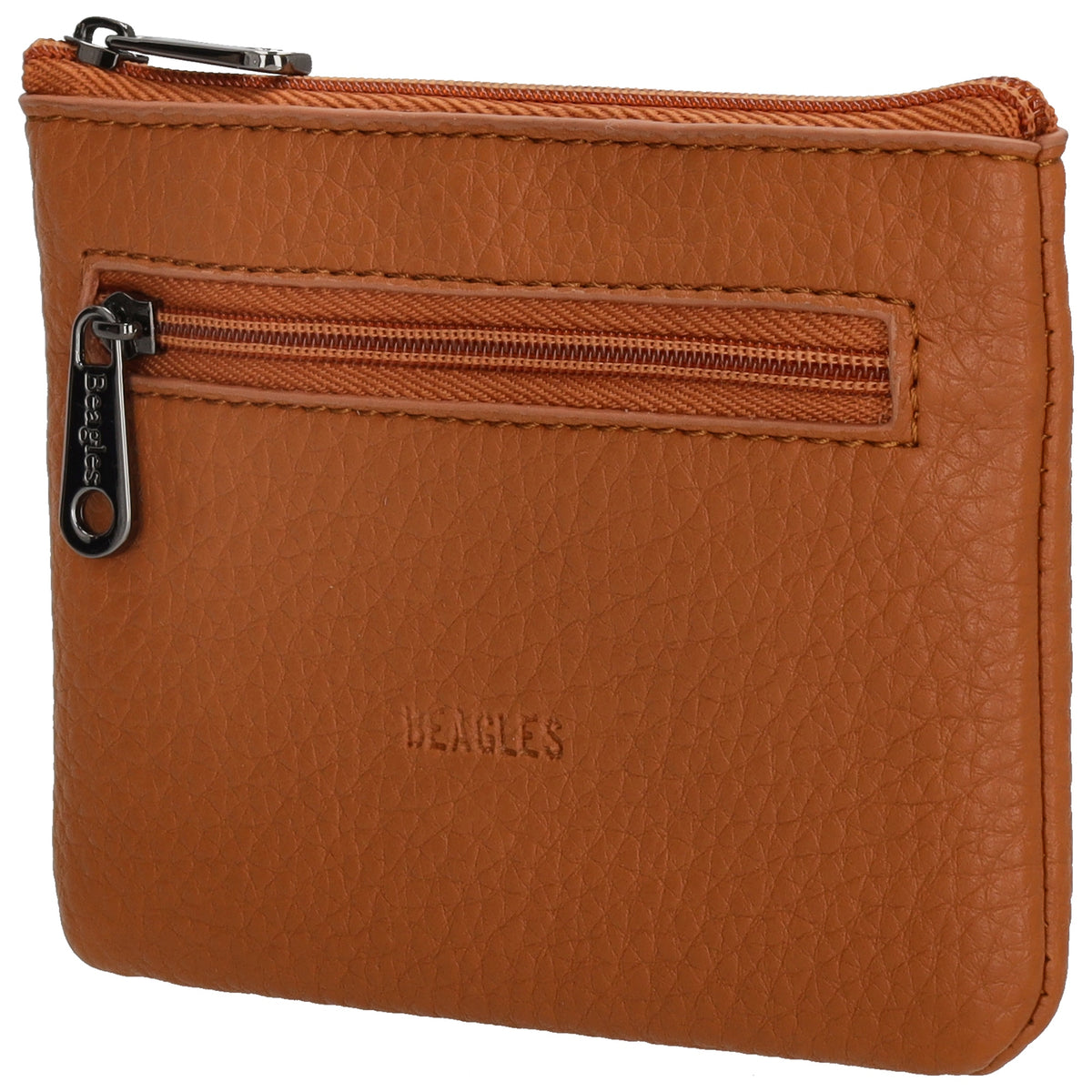 Schlüsseletui 12,5x9cm in Cognac mit Reißverschluss - leder-accessoires.com