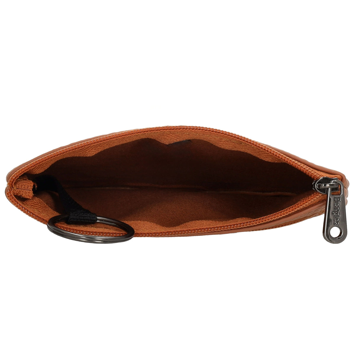 Schlüsseletui 12,5x9cm in Cognac mit Reißverschluss - leder-accessoires.com