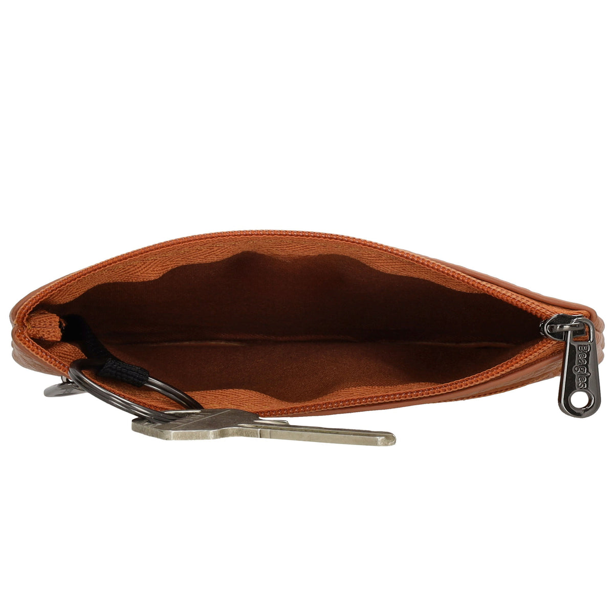 Schlüsseletui 12,5x9cm in Cognac mit Reißverschluss - leder-accessoires.com