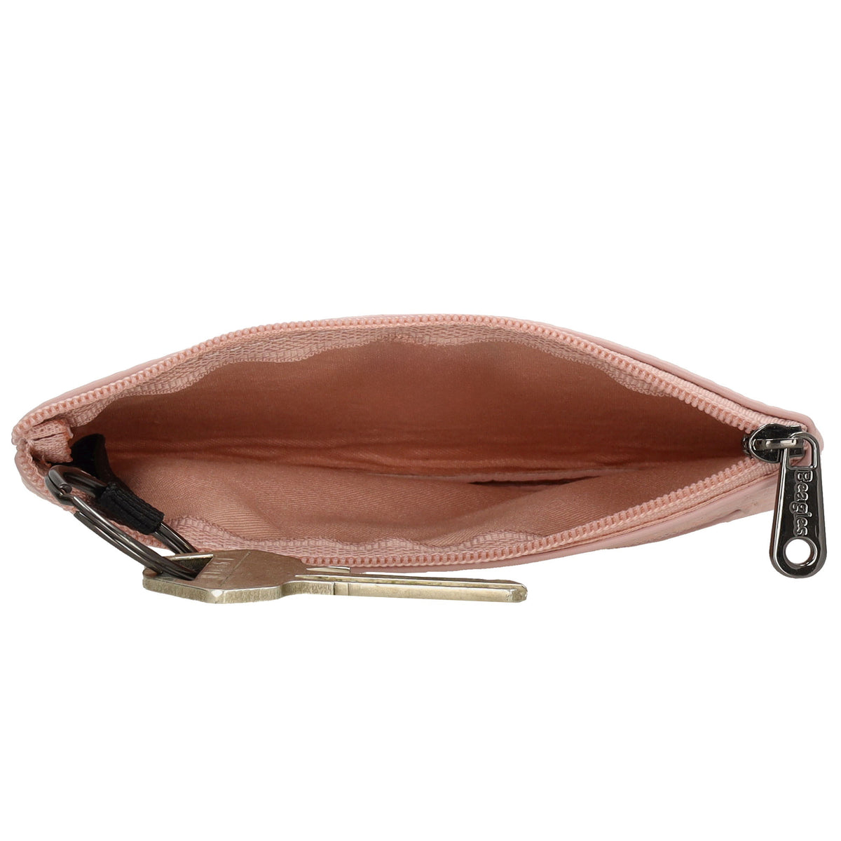 Schlüsseletui 12,5x9cm in Altrosa mit Reißverschluss - leder-accessoires.com