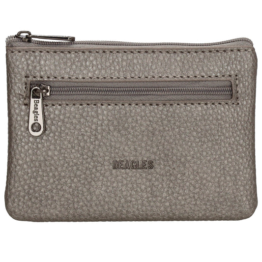 Schlüsseletui 12,5x9cm in Silber-Metallic mit Reißverschluss - leder-accessoires.com