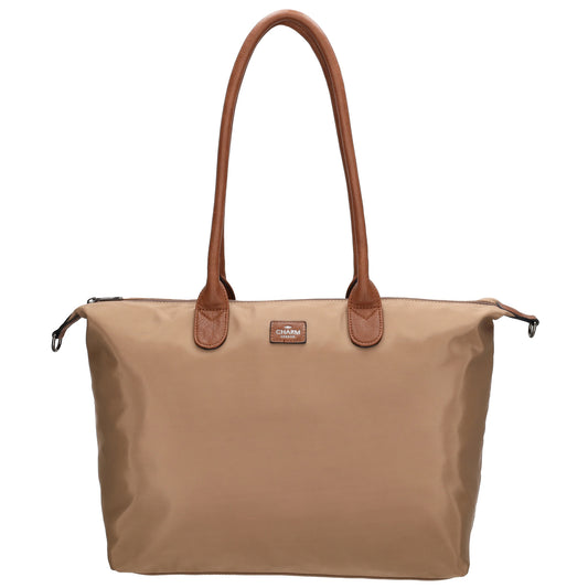 Shopper 51x33cm Taupe aus Nylon|Polyester - leder-accessoires.com