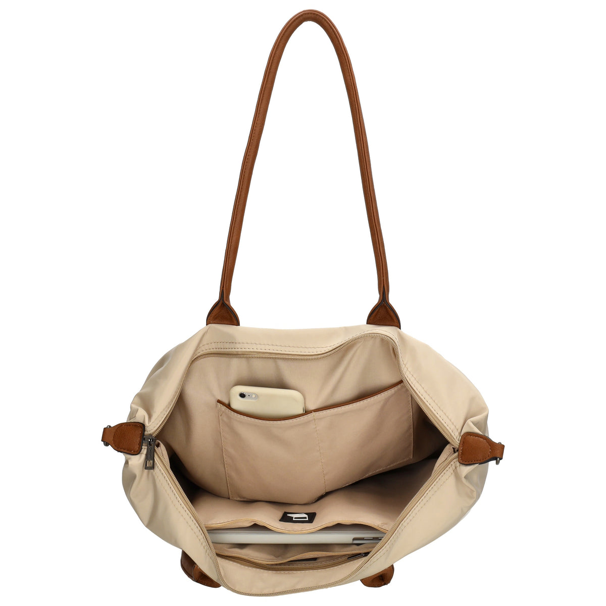 Shopper 51x33cm Natur|Sand aus Nylon|Polyester - leder-accessoires.com