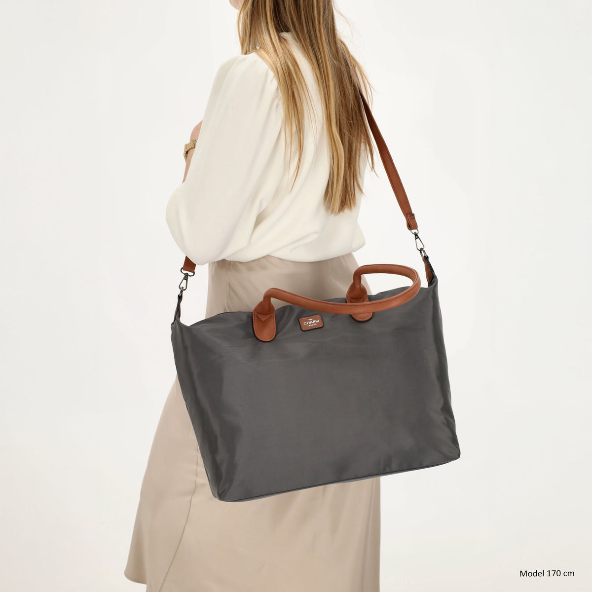 Shopper 51x33cm Dunkelgrau aus Nylon|Polyester - leder-accessoires.com
