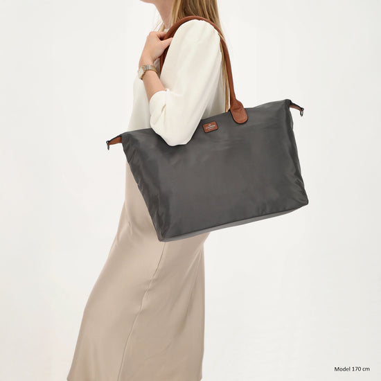 Shopper 51x33cm Dunkelgrau aus Nylon|Polyester - leder-accessoires.com