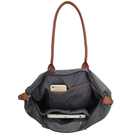 Shopper 51x33cm Dunkelgrau aus Nylon|Polyester - leder-accessoires.com
