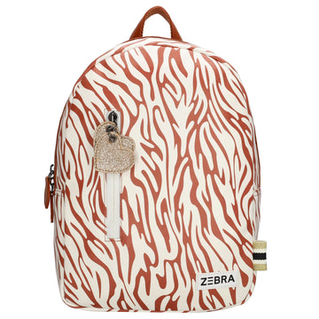 Kinderrucksack 25x35cm mit Zebra-Muster in Braun|Weiß - leder-accessoires.com
