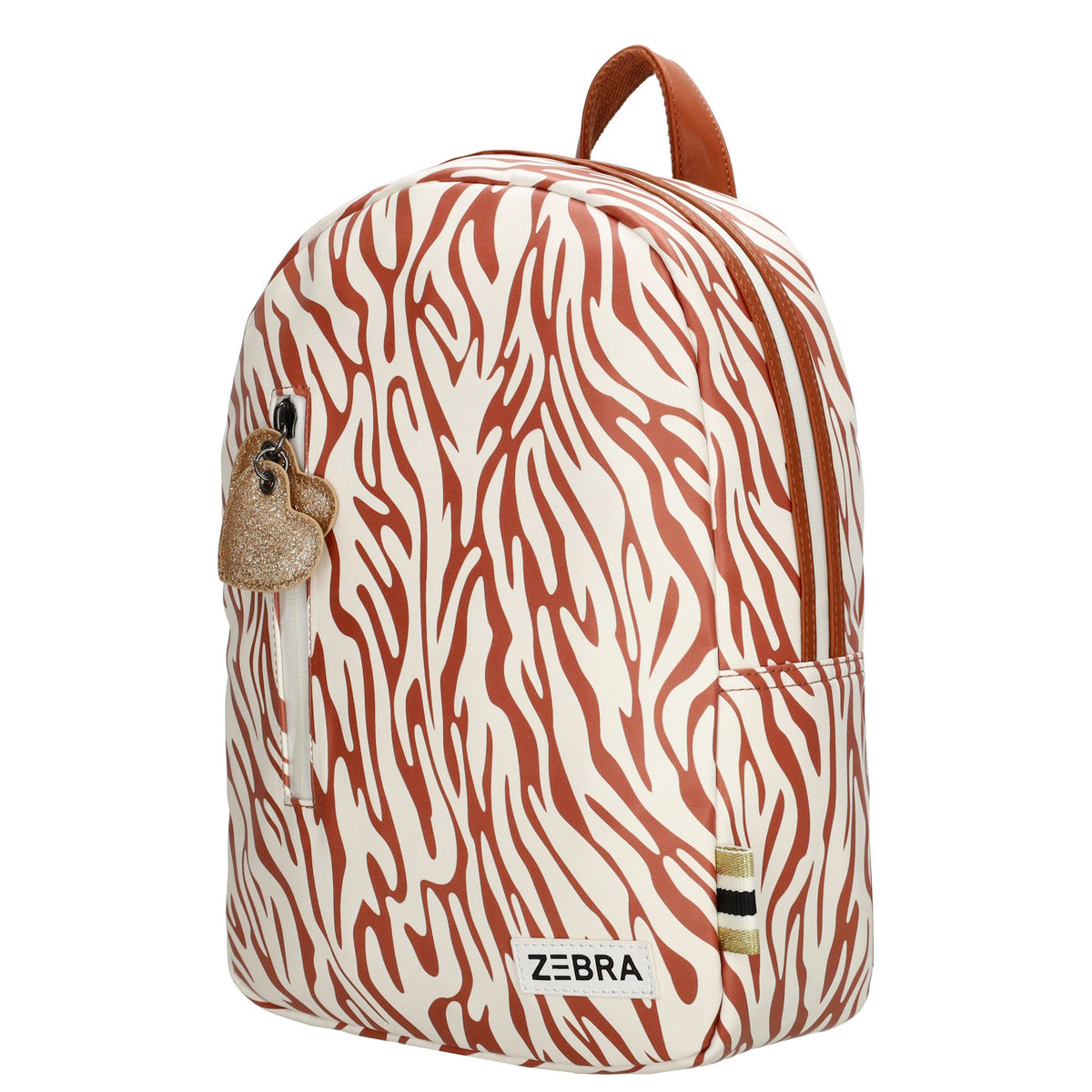 Kinderrucksack 25x35cm mit Zebra-Muster in Braun|Weiß - leder-accessoires.com