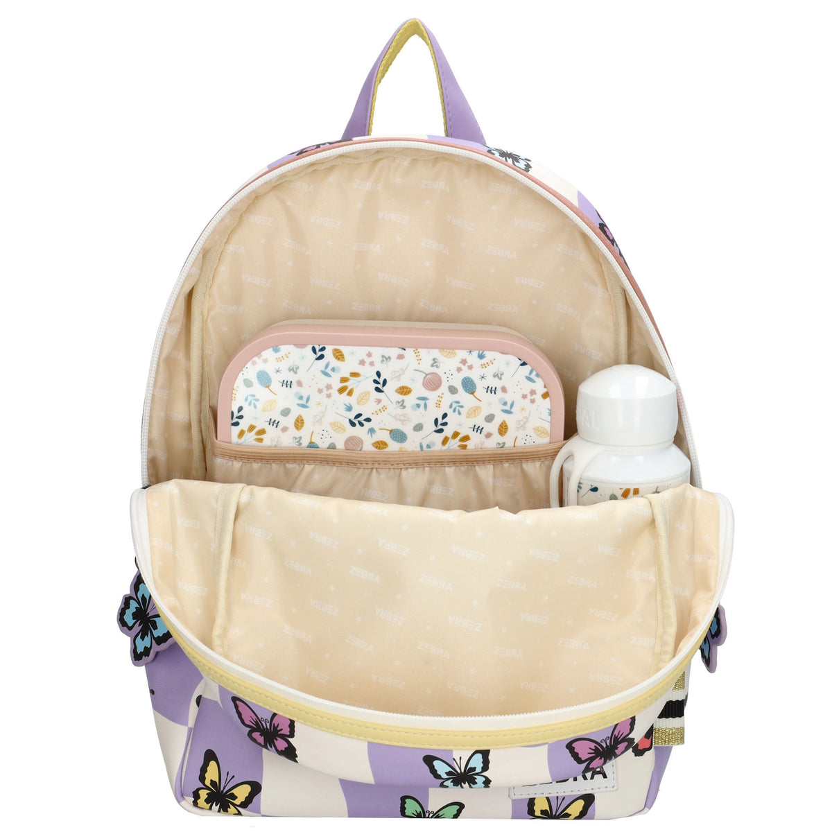 Kinderrucksack 25,5x36cm Schmetterlinge in Lila - leder-accessoires.com