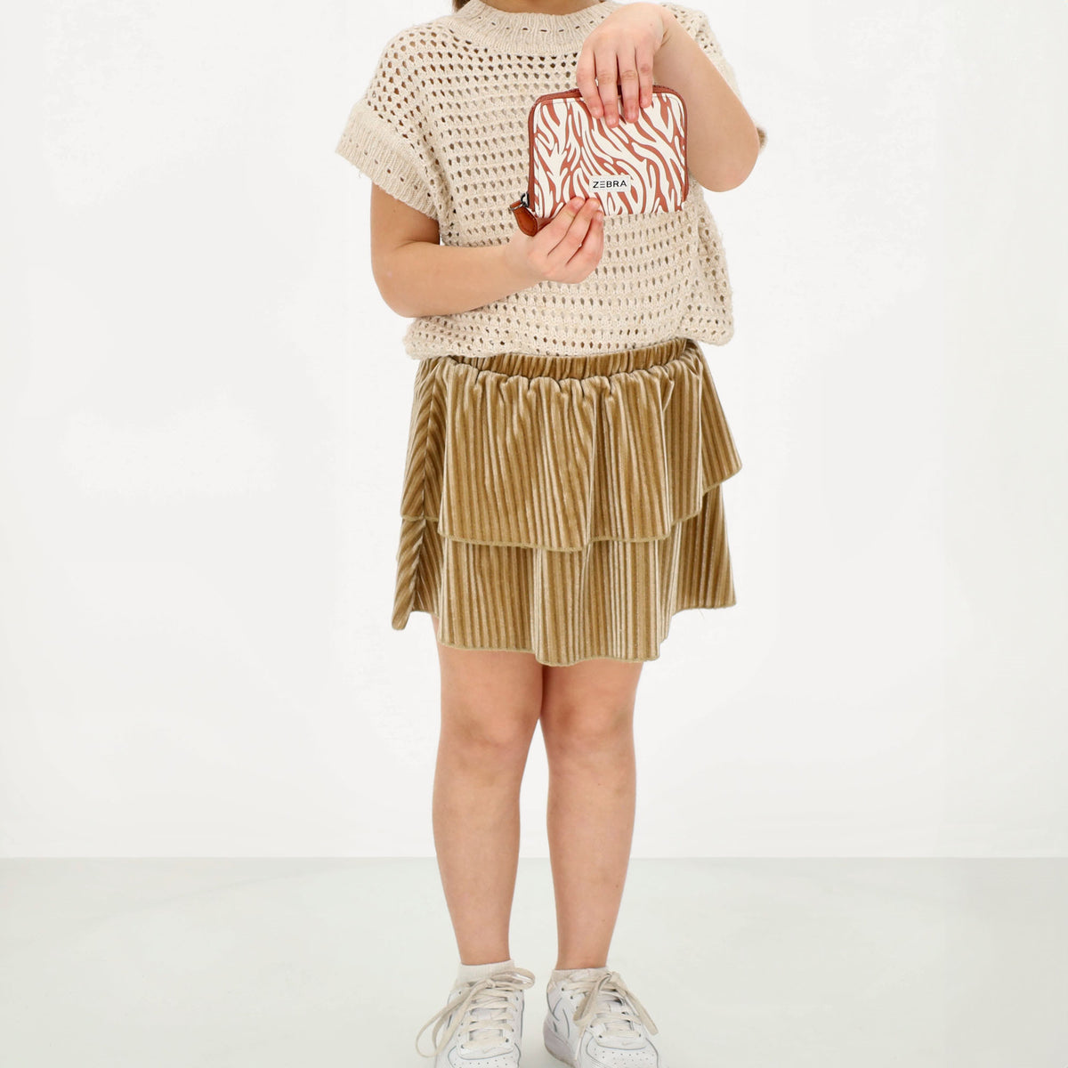 Kinderbörse 11x9cm in Zebra-Look mit Reißverschluss - leder-accessoires.com
