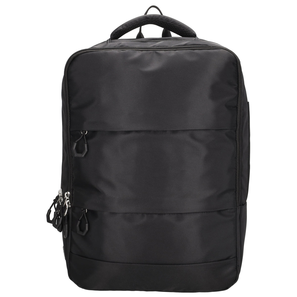 Businessrucksack 42 x 30cm in Schwarz mit Reißverschluss und Aufsteckfunktion Trolley - leder-accessoires.com