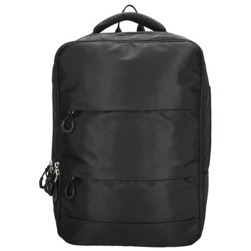 Businessrucksack 42 x 30cm in Schwarz mit Reißverschluss und Aufsteckfunktion Trolley - leder-accessoires.com
