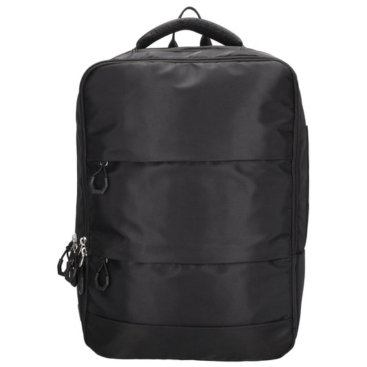Businessrucksack 42 x 30cm in Schwarz mit Reißverschluss und Aufsteckfunktion Trolley - leder-accessoires.com