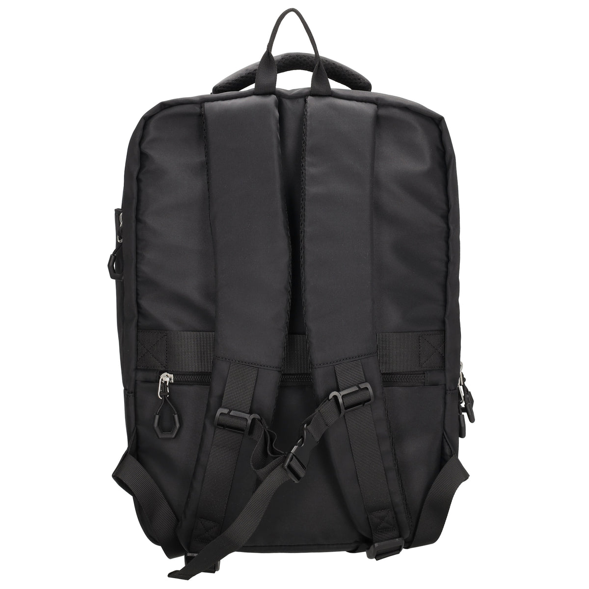 Businessrucksack 42 x 30cm in Schwarz mit Reißverschluss und Aufsteckfunktion Trolley - leder-accessoires.com