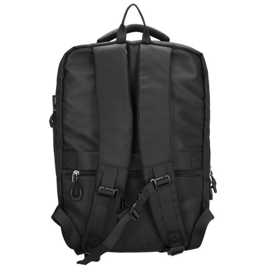 Businessrucksack 42 x 30cm in Schwarz mit Reißverschluss und Aufsteckfunktion Trolley - leder-accessoires.com