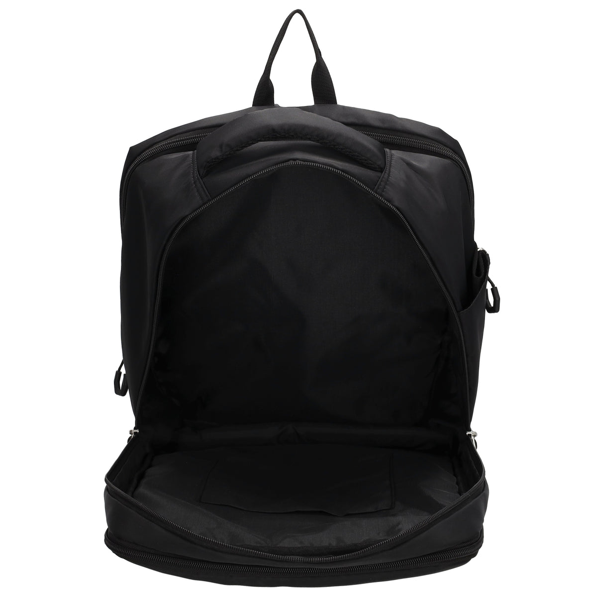 Businessrucksack 42 x 30cm in Schwarz mit Reißverschluss und Aufsteckfunktion Trolley - leder-accessoires.com