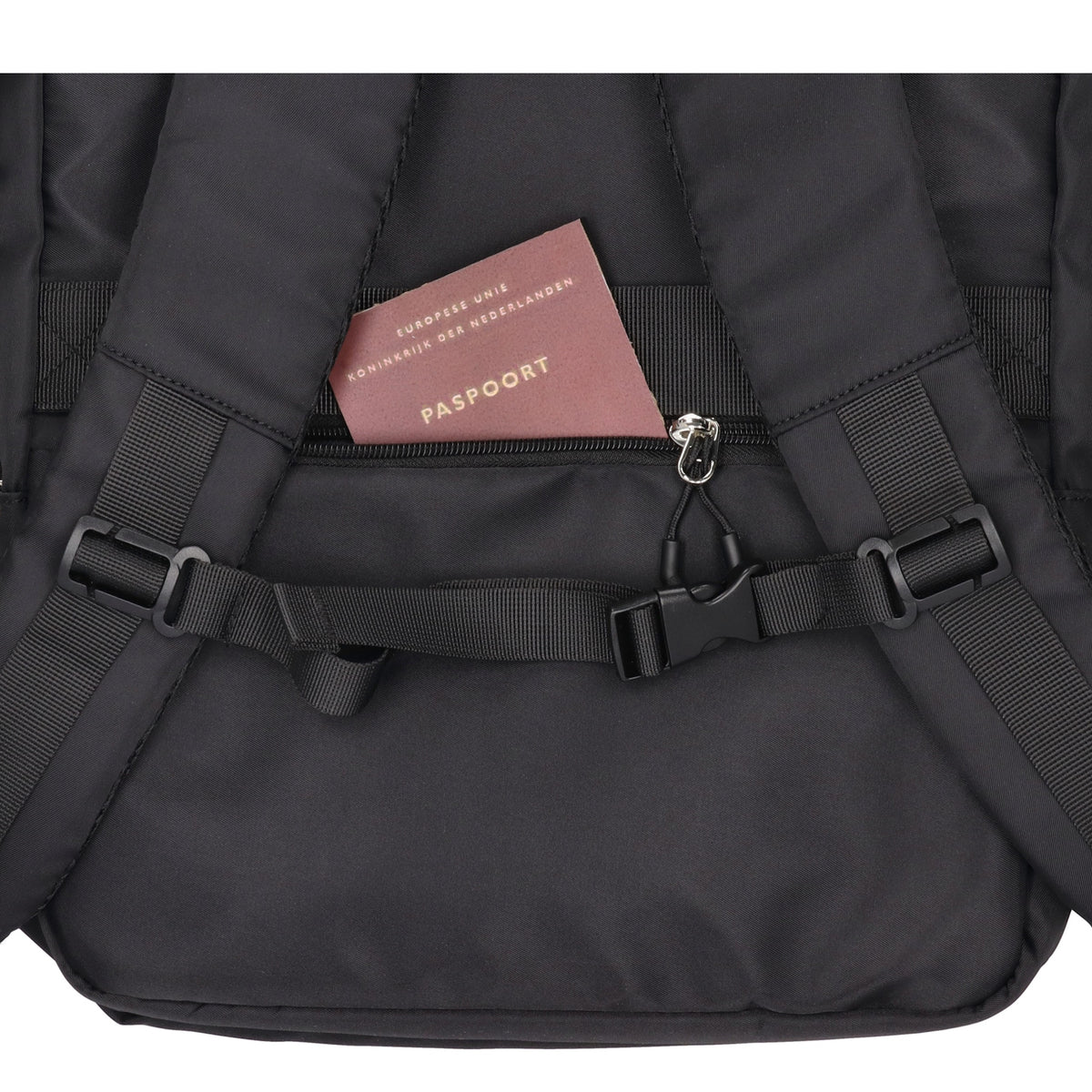 Businessrucksack 42 x 30cm in Schwarz mit Reißverschluss und Aufsteckfunktion Trolley - leder-accessoires.com