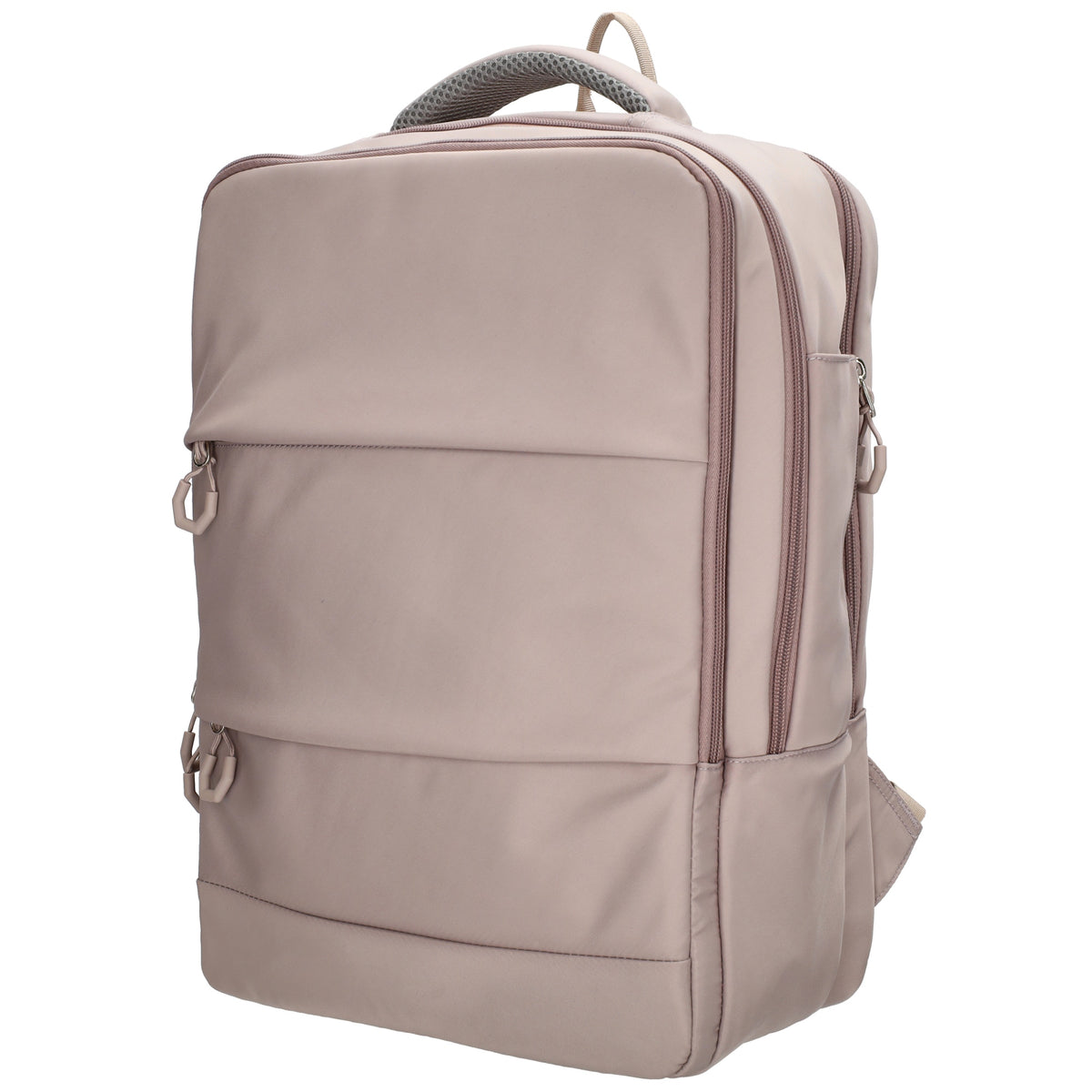 Businessrucksack 42 x 30cm in Taupe mit Reißverschluss und Aufsteckfunktion Trolley - leder-accessoires.com