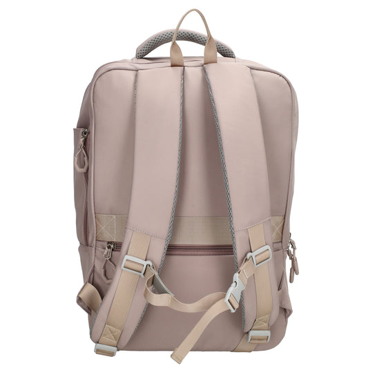Businessrucksack 42 x 30cm in Taupe mit Reißverschluss und Aufsteckfunktion Trolley - leder-accessoires.com