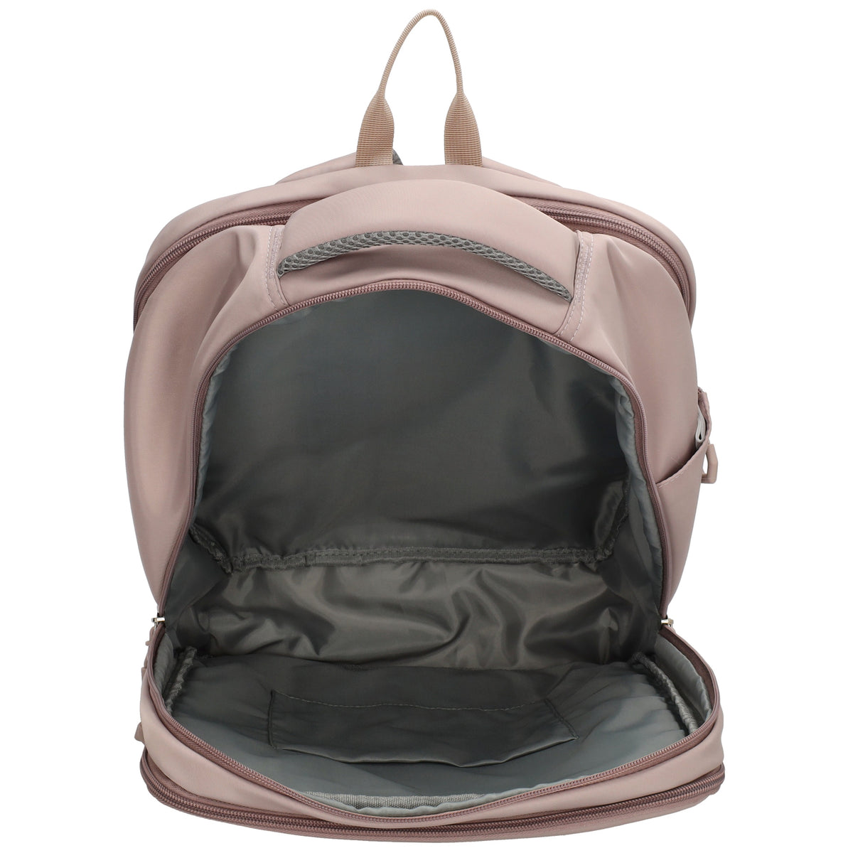 Businessrucksack 42 x 30cm in Taupe mit Reißverschluss und Aufsteckfunktion Trolley - leder-accessoires.com
