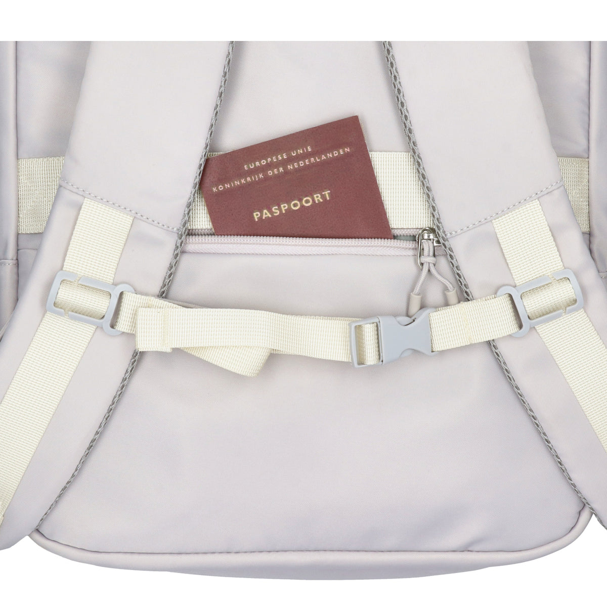 Businessrucksack 42 x 30cm in Hellgrau mit Reißverschluss und Aufsteckfunktion Trolley - leder-accessoires.com