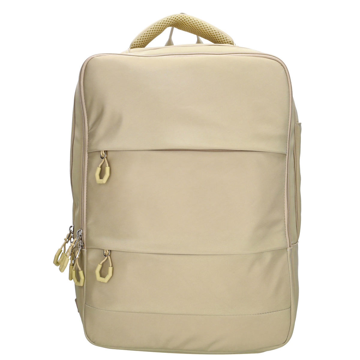 Businessrucksack 42 x 30cm in Sand|Beige mit Reißverschluss und Aufsteckfunktion Trolley - leder-accessoires.com