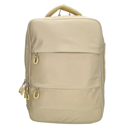 Businessrucksack 42 x 30cm in Sand|Beige mit Reißverschluss und Aufsteckfunktion Trolley - leder-accessoires.com