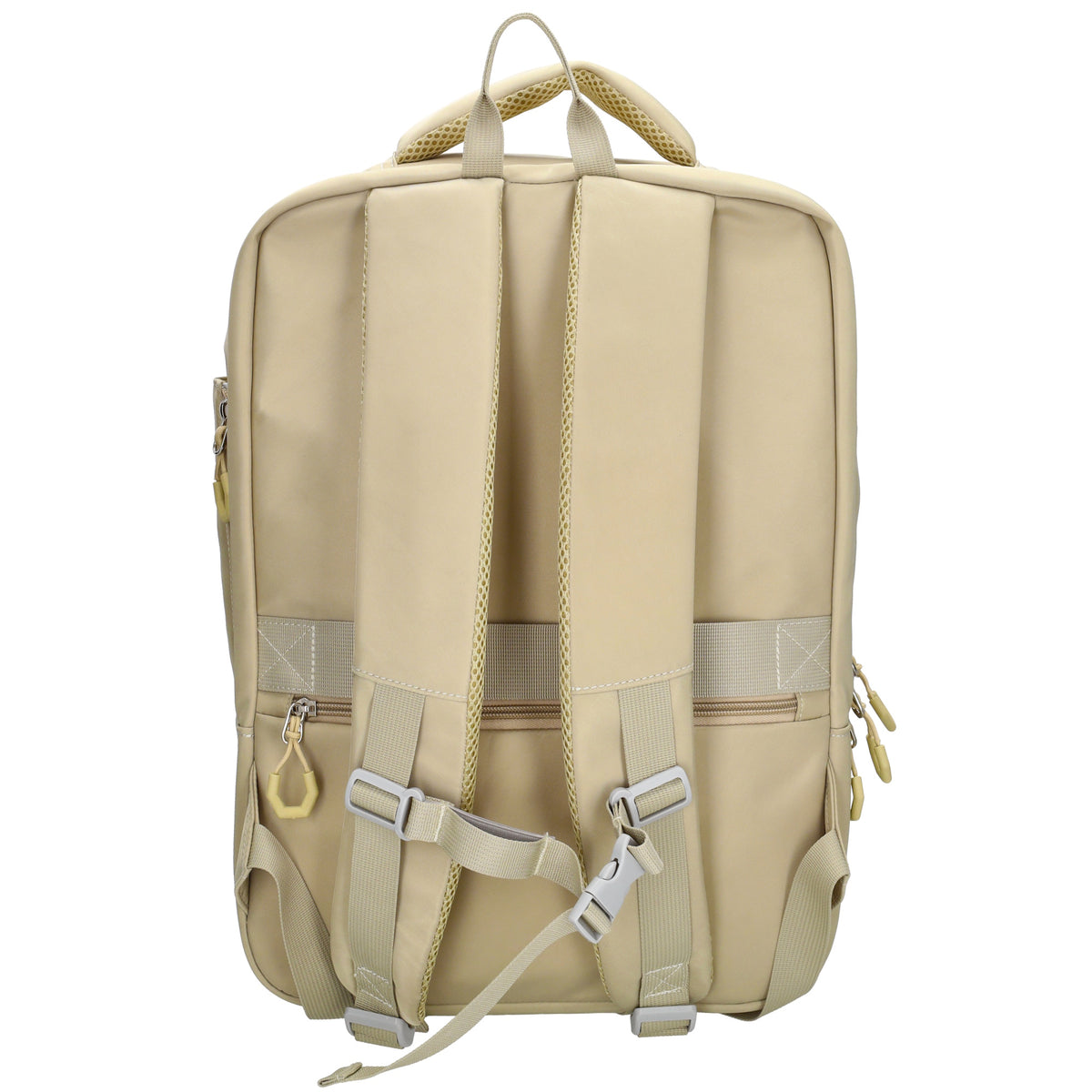 Businessrucksack 42 x 30cm in Sand|Beige mit Reißverschluss und Aufsteckfunktion Trolley - leder-accessoires.com