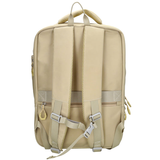 Businessrucksack 42 x 30cm in Sand|Beige mit Reißverschluss und Aufsteckfunktion Trolley - leder-accessoires.com