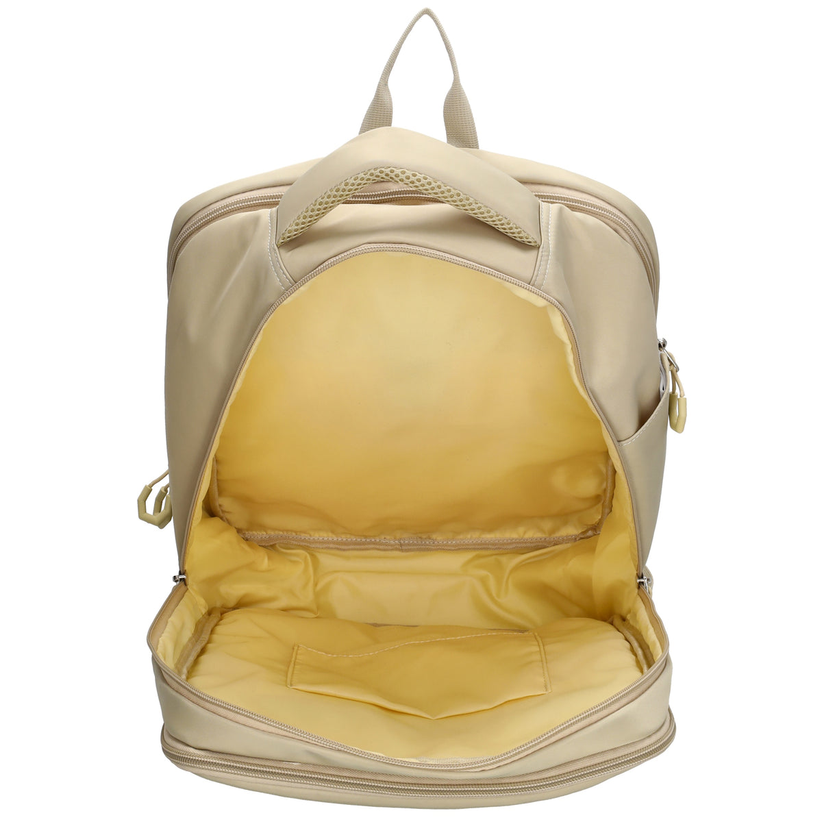 Businessrucksack 42 x 30cm in Sand|Beige mit Reißverschluss und Aufsteckfunktion Trolley - leder-accessoires.com