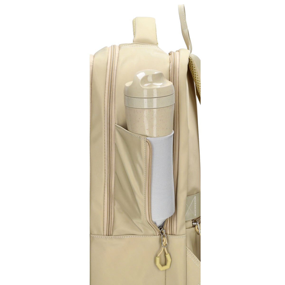Businessrucksack 42 x 30cm in Sand|Beige mit Reißverschluss und Aufsteckfunktion Trolley - leder-accessoires.com