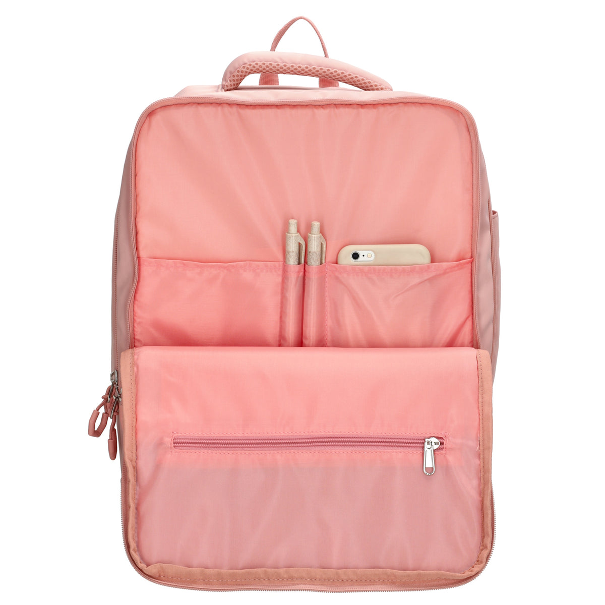 Businessrucksack 42 x 30cm in Altrosa mit Reißverschluss und Aufsteckfunktion Trolley - leder-accessoires.com