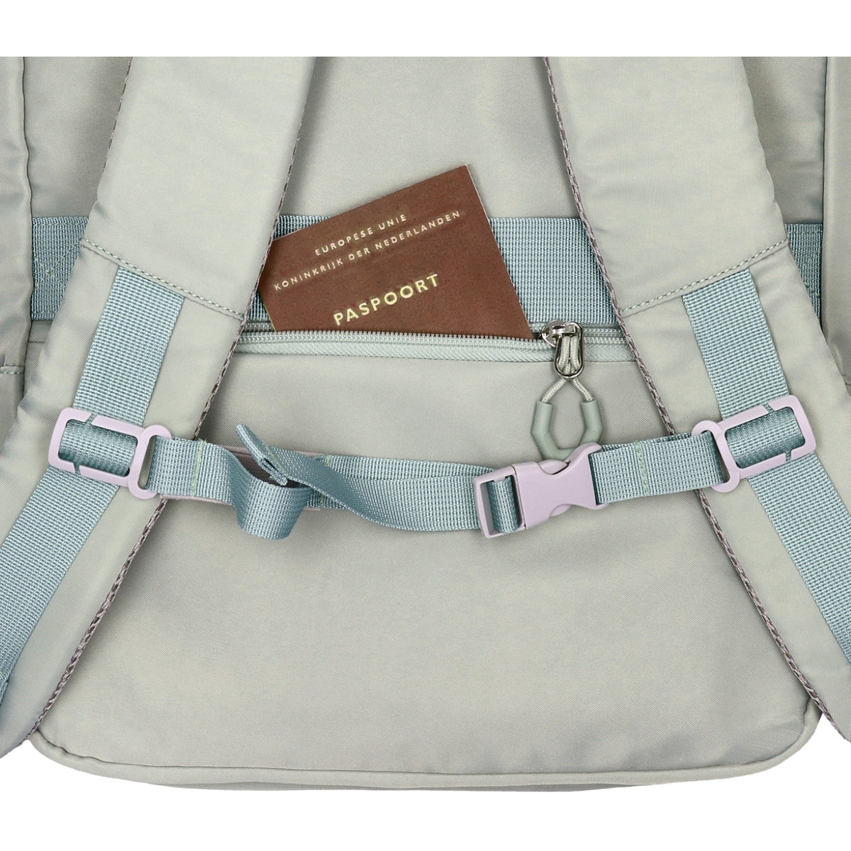 Businessrucksack 42 x 30cm in Hellgrün mit Reißverschluss und Aufsteckfunktion Trolley - leder-accessoires.com