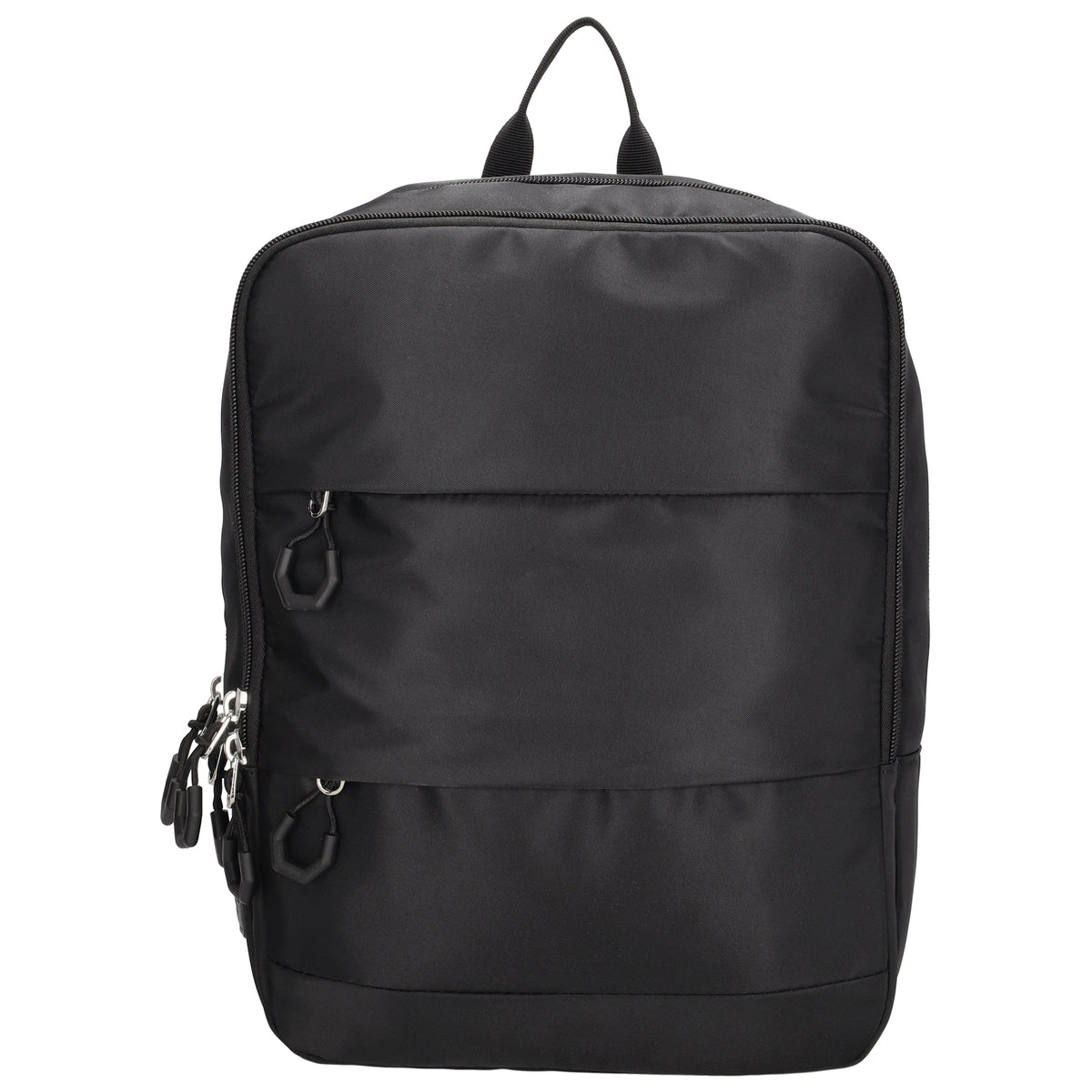 Businessrucksack 25 x 33cm in Schwarz mit Reißverschluss und Aufsteckfunktion Trolley - leder-accessoires.com