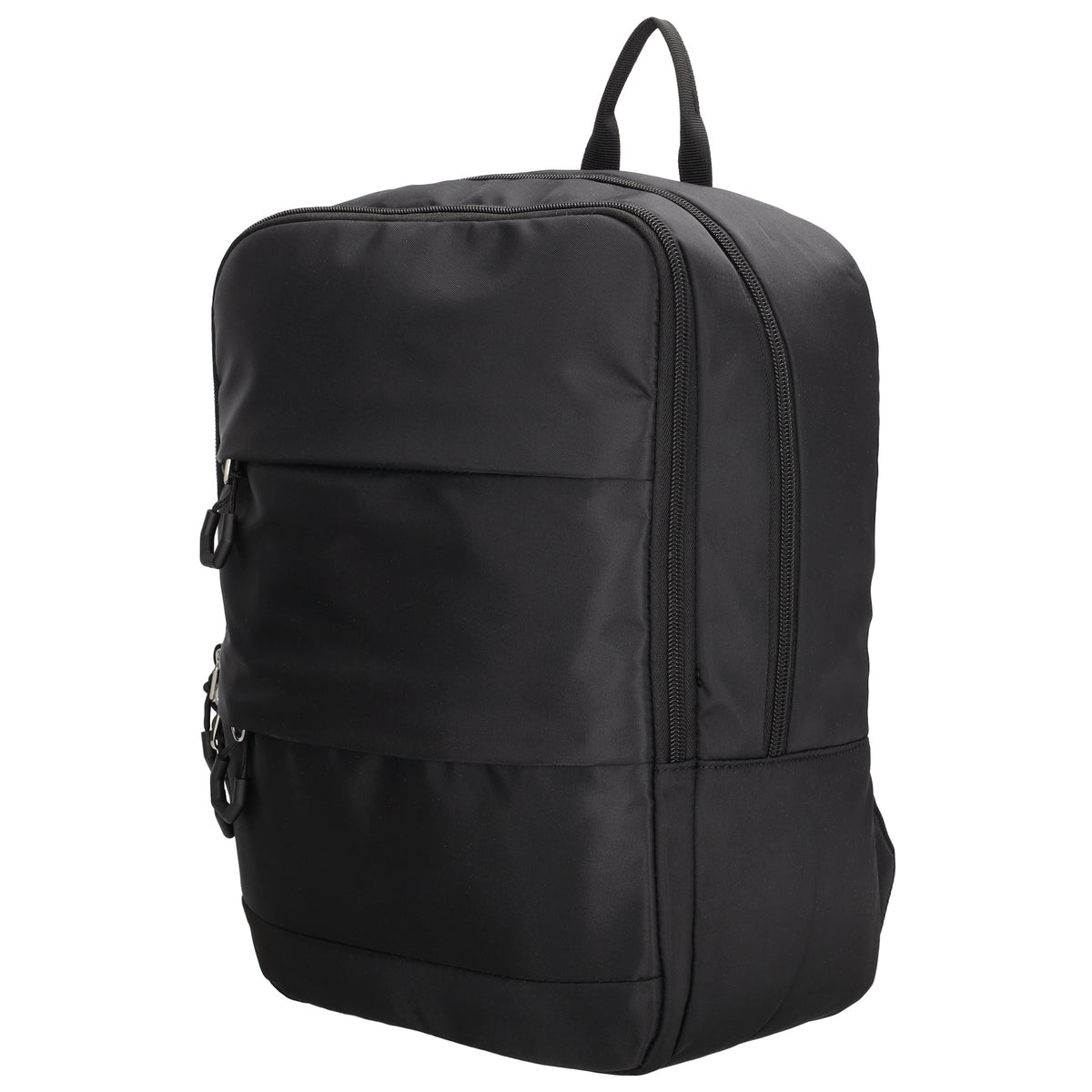 Businessrucksack 25 x 33cm in Schwarz mit Reißverschluss und Aufsteckfunktion Trolley - leder-accessoires.com