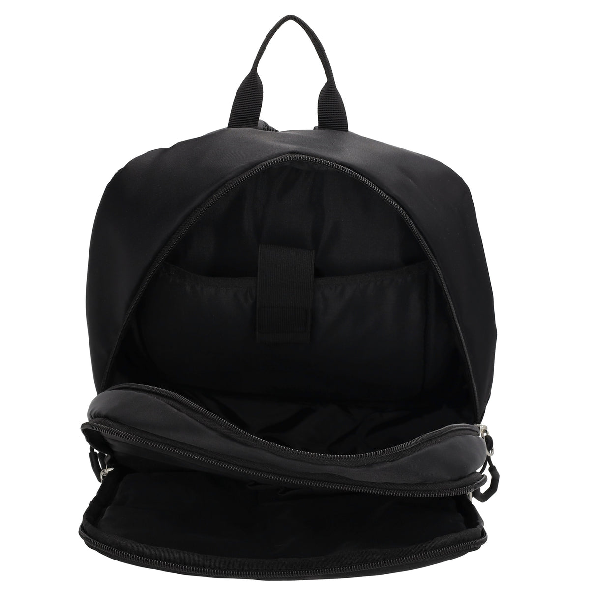 Businessrucksack 25 x 33cm in Schwarz mit Reißverschluss und Aufsteckfunktion Trolley - leder-accessoires.com