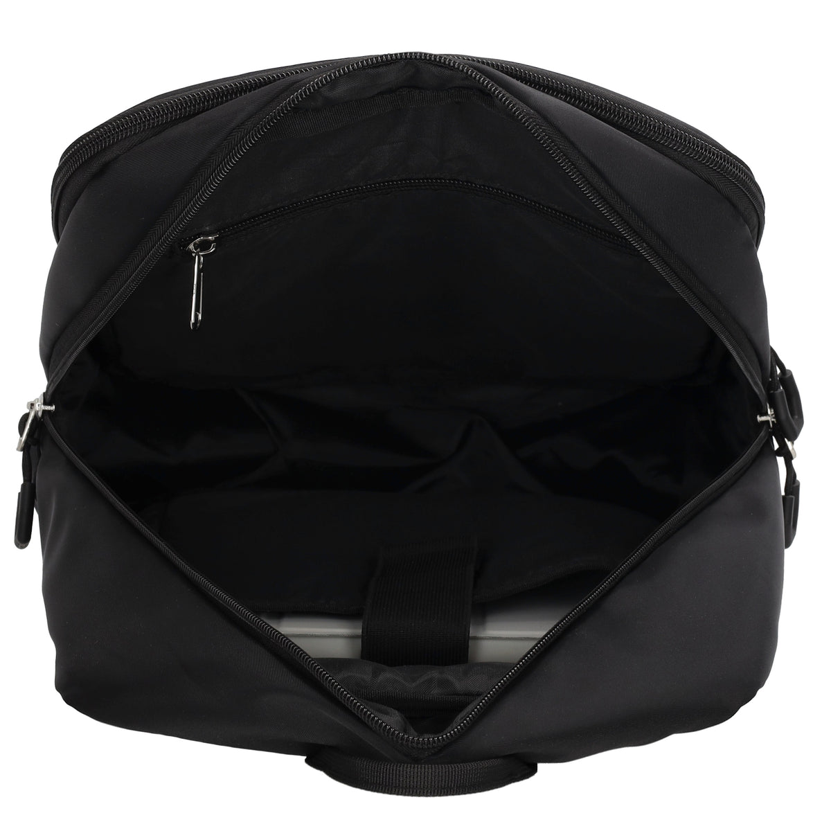 Businessrucksack 25 x 33cm in Schwarz mit Reißverschluss und Aufsteckfunktion Trolley - leder-accessoires.com
