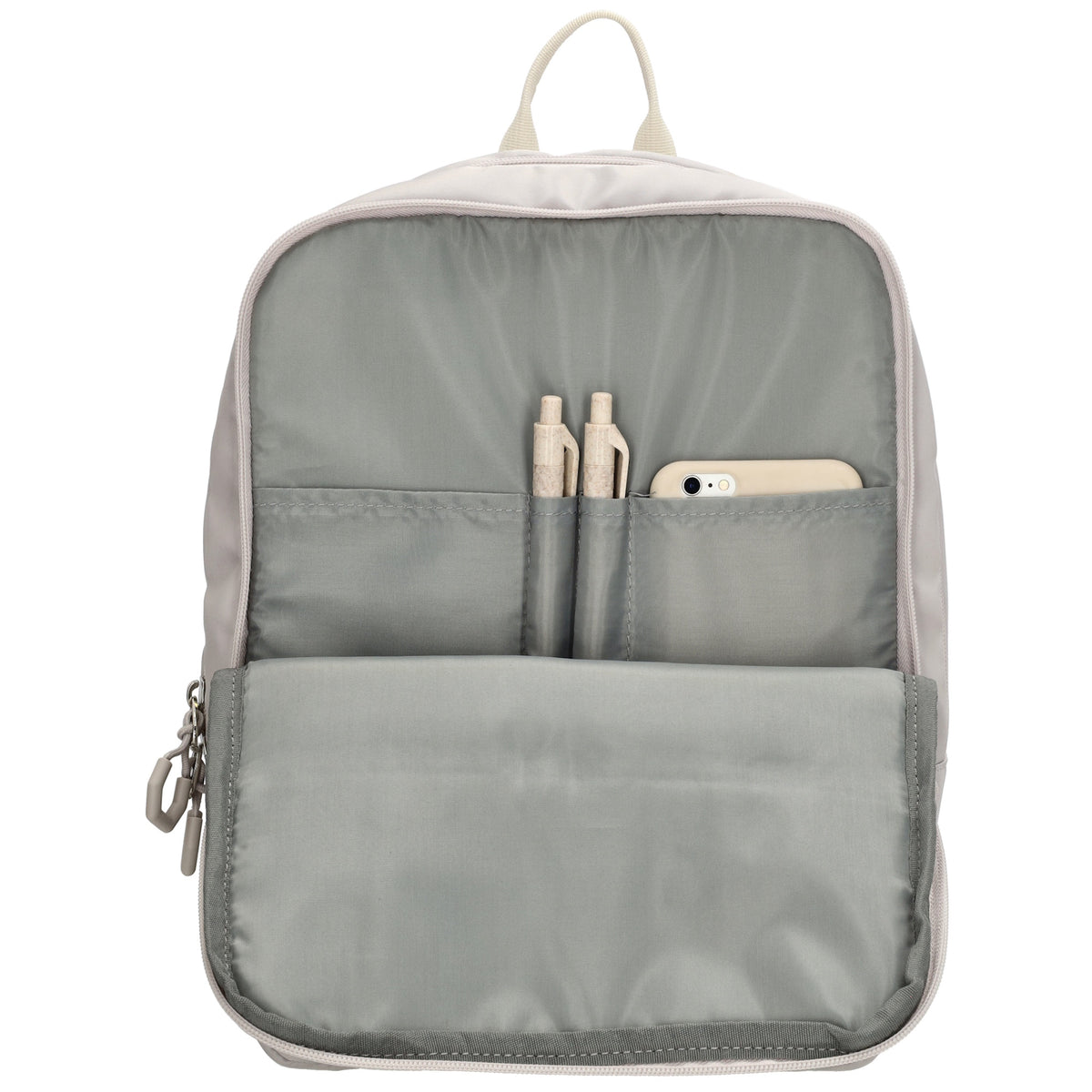 Businessrucksack 25 x 33cm in Hellgrau mit Reißverschluss und Aufsteckfunktion Trolley - leder-accessoires.com