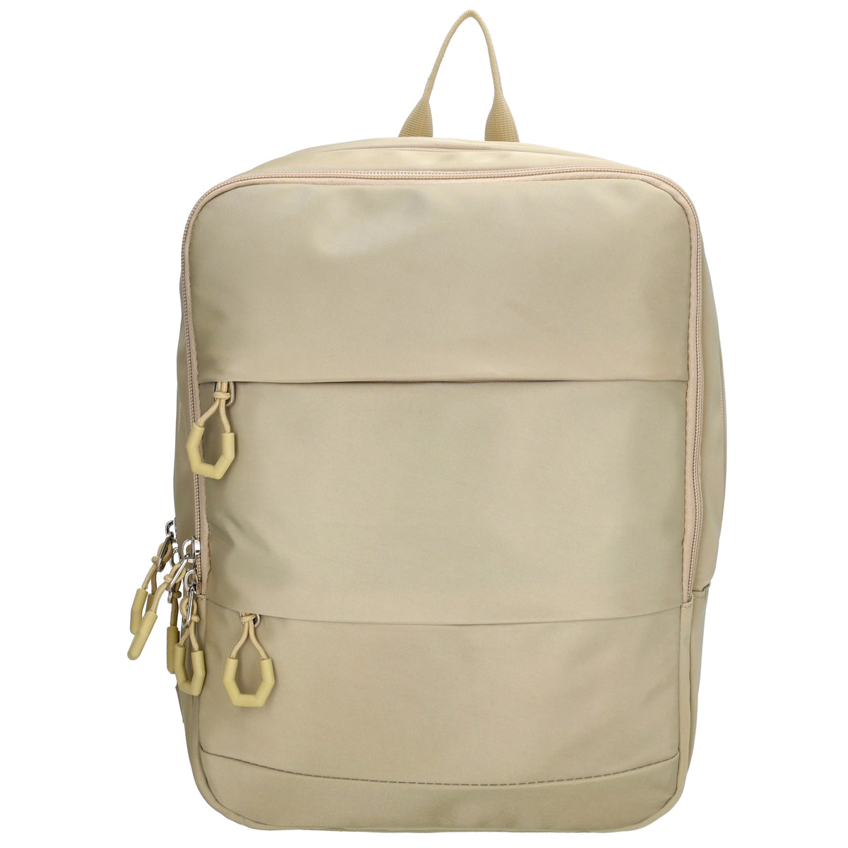 Businessrucksack 25 x 33cm in Sand|Beige mit Reißverschluss und Aufsteckfunktion Trolley - leder-accessoires.com