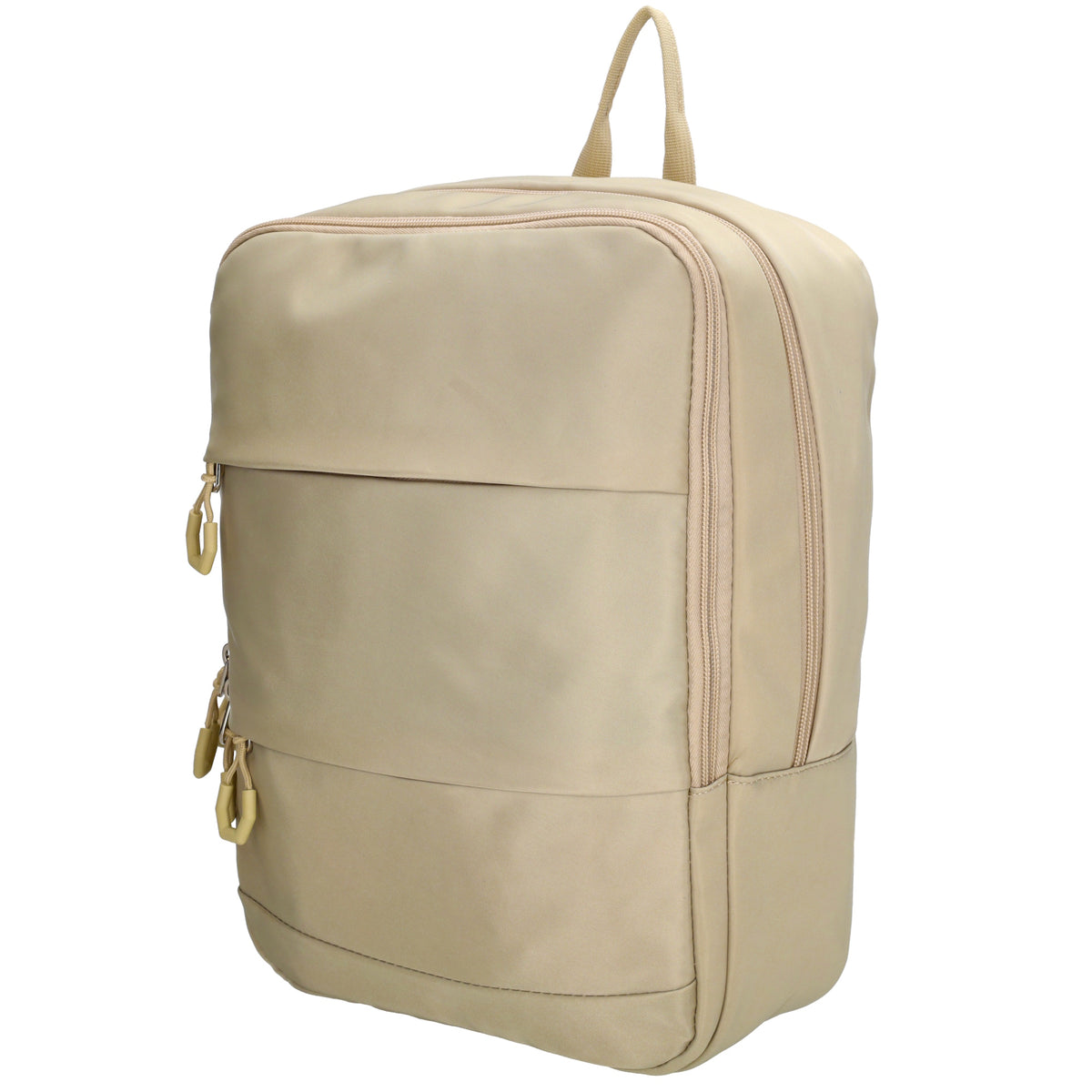 Businessrucksack 25 x 33cm in Sand|Beige mit Reißverschluss und Aufsteckfunktion Trolley - leder-accessoires.com