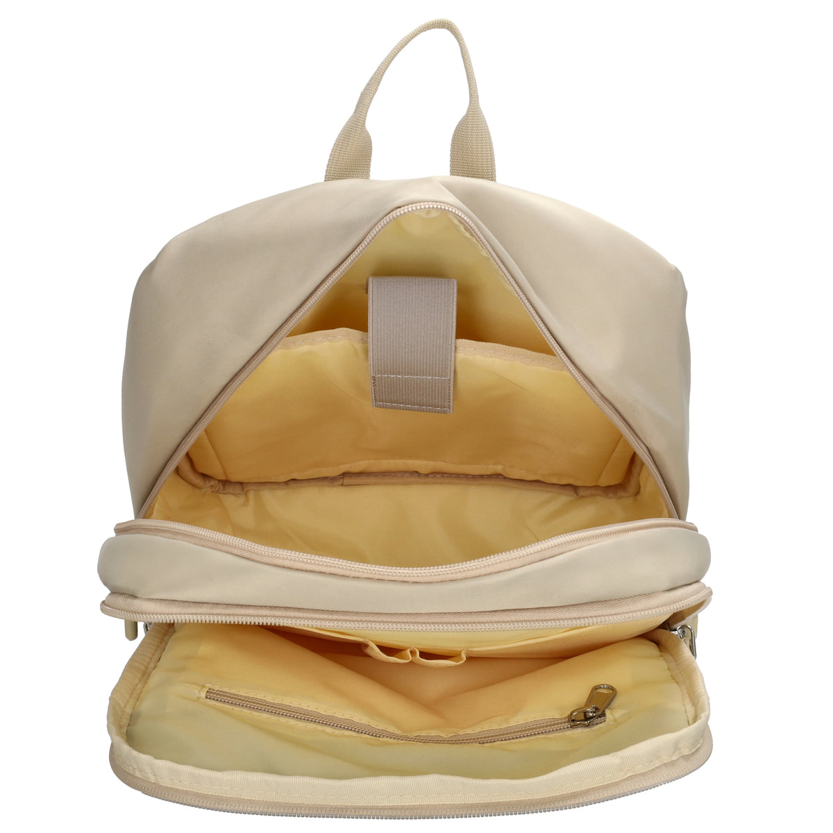 Businessrucksack 25 x 33cm in Sand|Beige mit Reißverschluss und Aufsteckfunktion Trolley - leder-accessoires.com