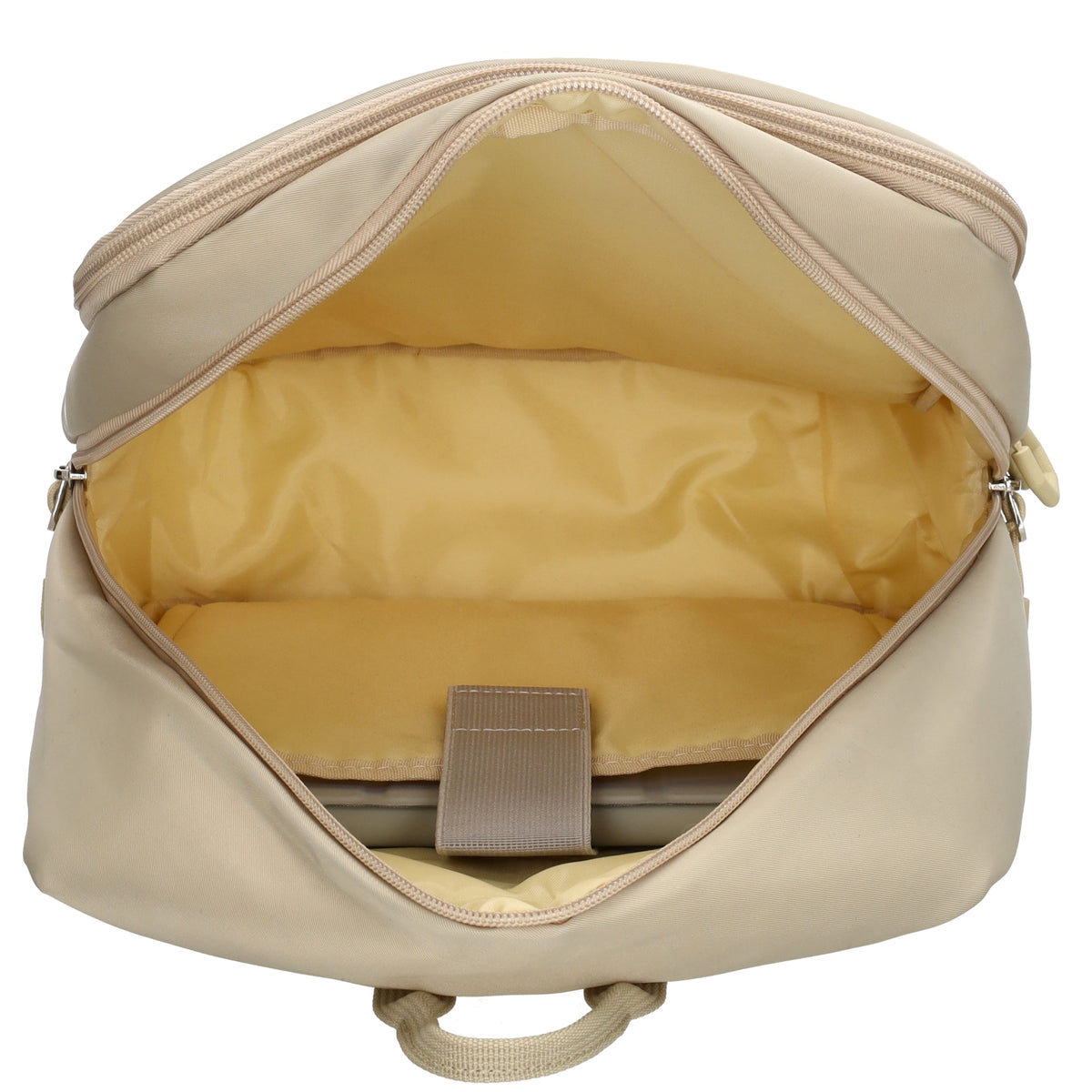 Businessrucksack 25 x 33cm in Sand|Beige mit Reißverschluss und Aufsteckfunktion Trolley - leder-accessoires.com