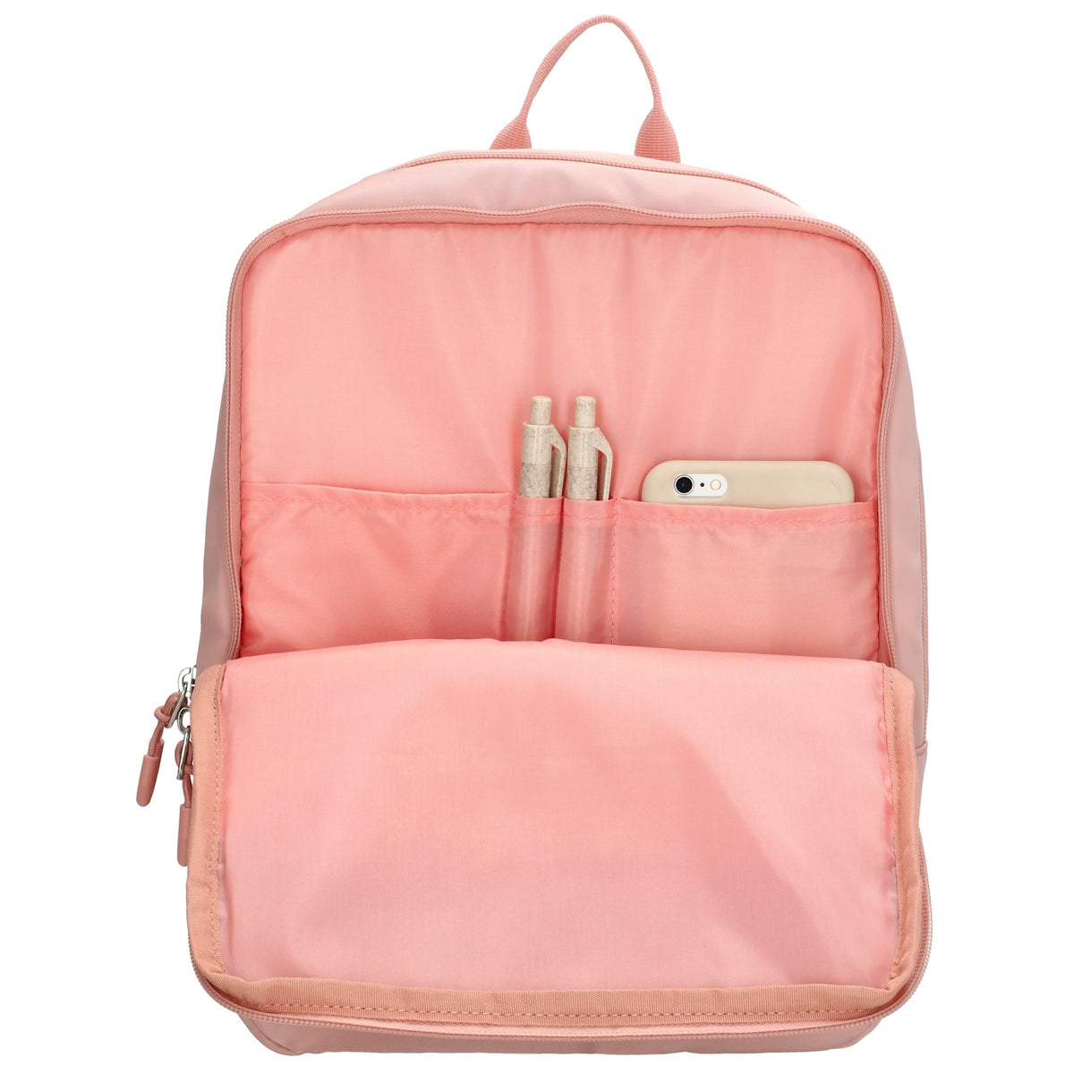 Businessrucksack 25 x 33cm in Altrosa mit Reißverschluss und Aufsteckfunktion Trolley - leder-accessoires.com