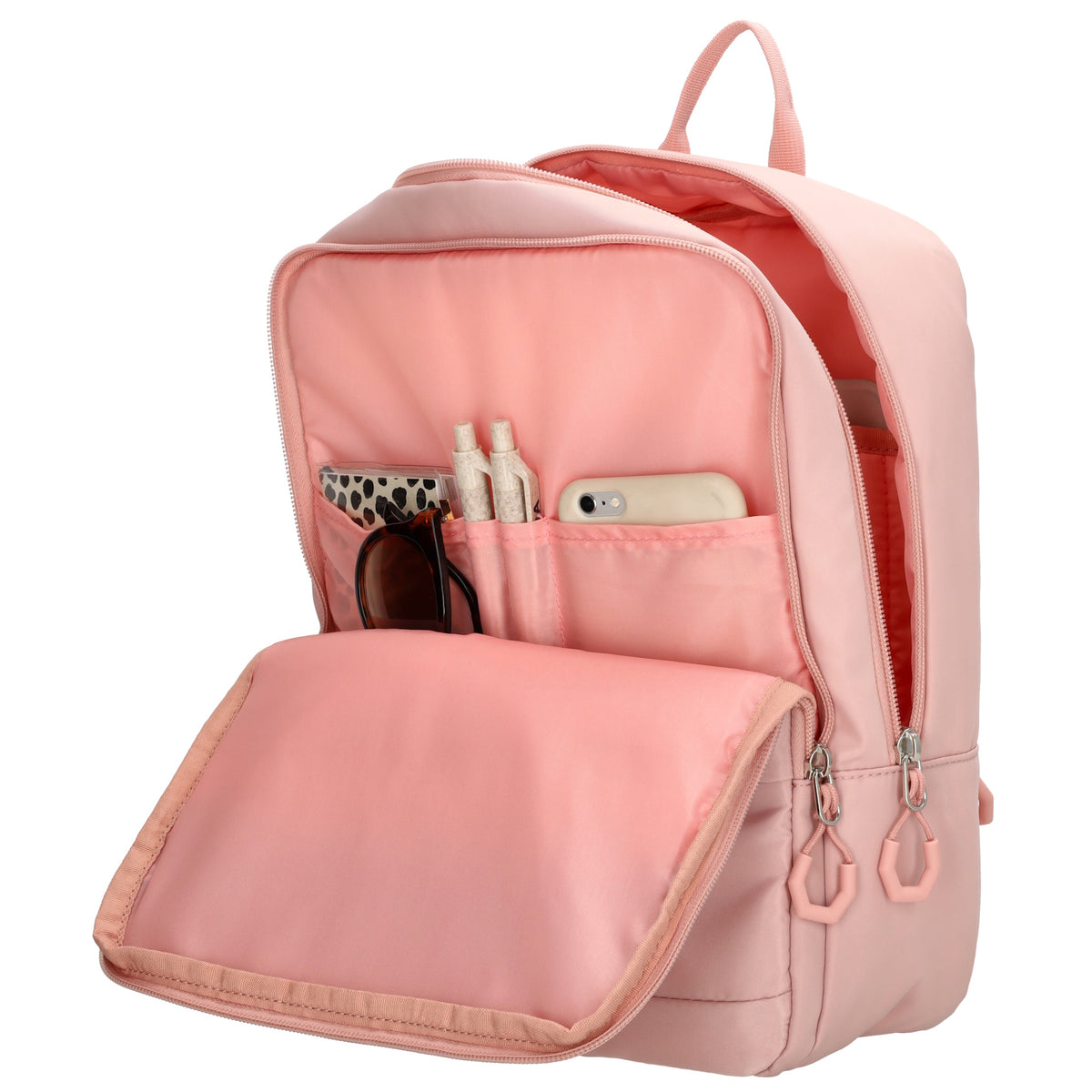 Businessrucksack 25 x 33cm in Altrosa mit Reißverschluss und Aufsteckfunktion Trolley - leder-accessoires.com