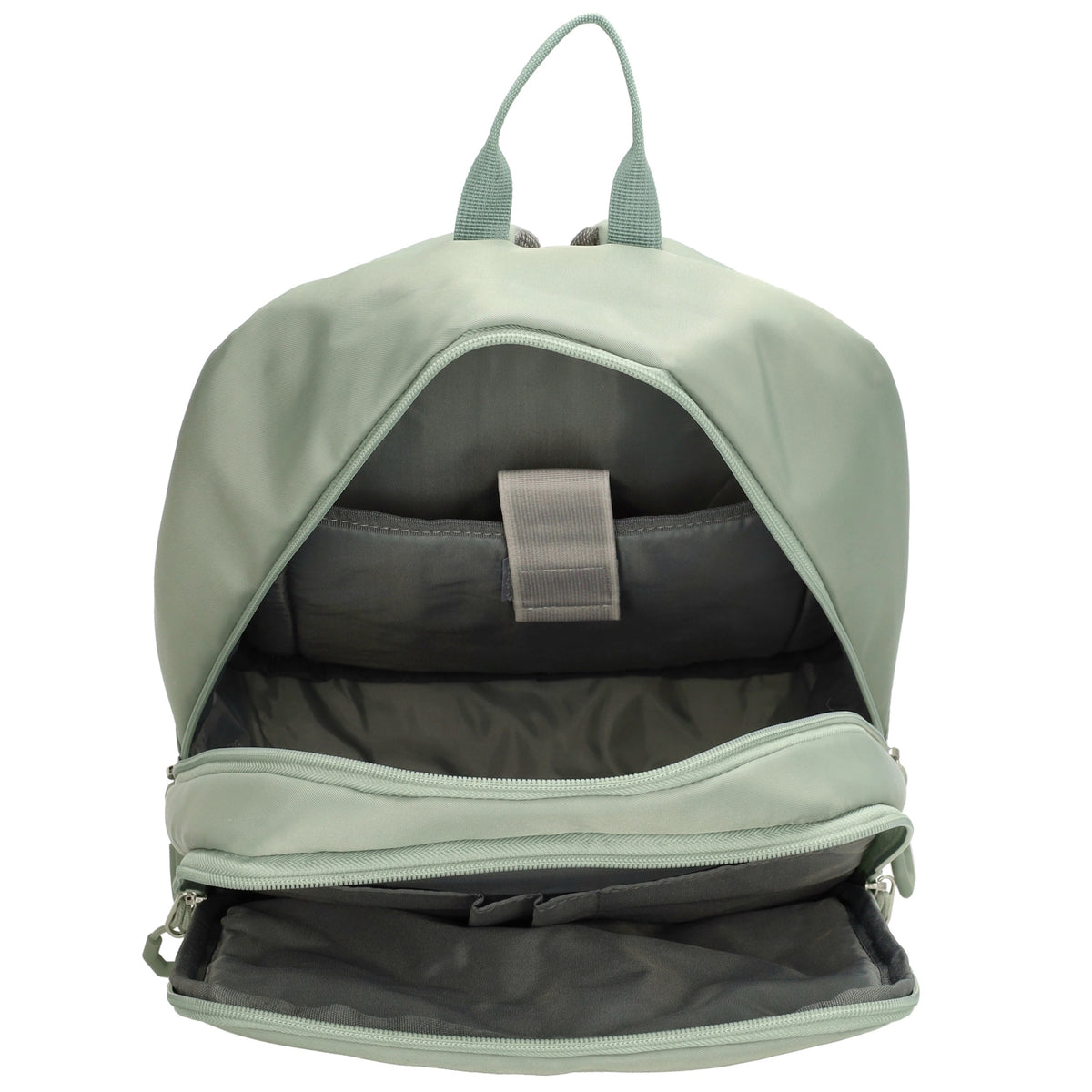 Businessrucksack 25 x 33cm in Hellgrün mit Reißverschluss und Aufsteckfunktion Trolley - leder-accessoires.com